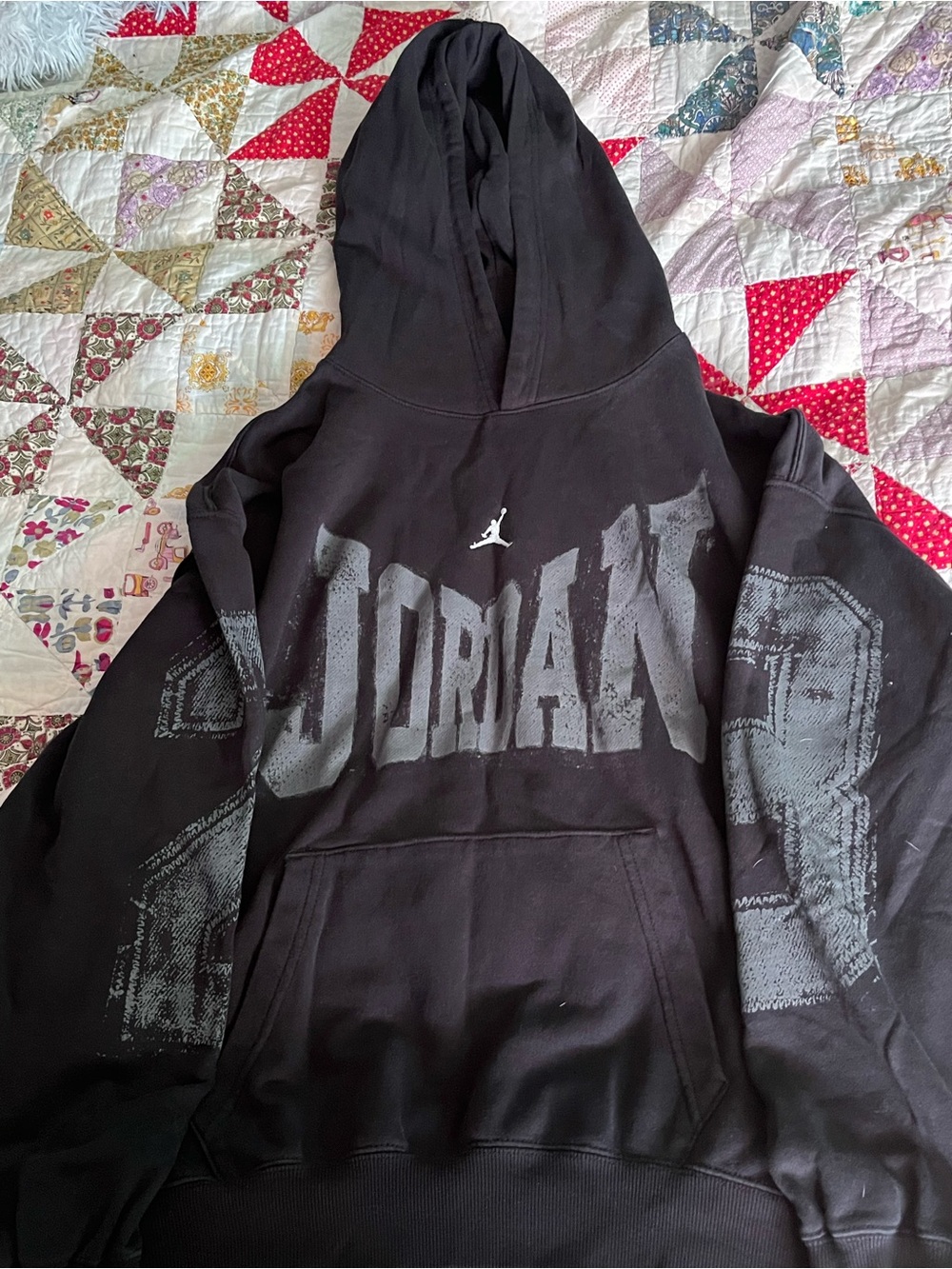 Jordan Black Pullover Hoodie with Faded Graphic